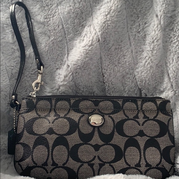 Coach Handbags - Coach Large Black Leather Wristlet BRAND NEW